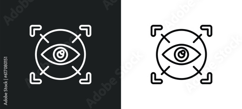 eye scanner medical line icon in white and black colors. eye scanner medical flat vector icon from eye scanner medical collection for web, mobile apps and ui.