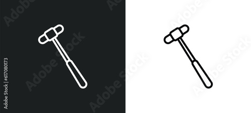 medical hammer tool line icon in white and black colors. medical hammer tool flat vector icon from medical hammer tool collection for web, mobile apps and ui.