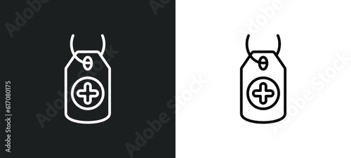 tag with a cross line icon in white and black colors. tag with a cross flat vector icon from tag with a cross collection for web, mobile apps and ui.