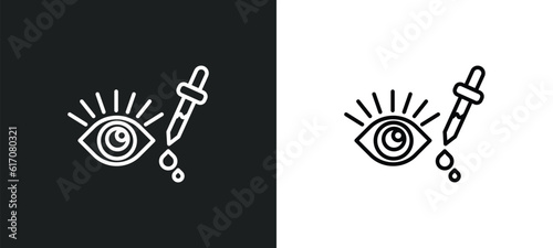 eye drops line icon in white and black colors. eye drops flat vector icon from eye drops collection for web, mobile apps and ui.