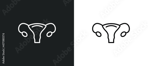 uterus line icon in white and black colors. uterus flat vector icon from uterus collection for web, mobile apps and ui.