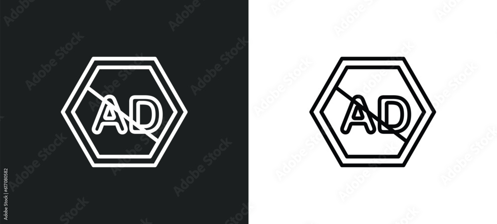 ad blocker line icon in white and black colors. ad blocker flat vector icon from ad blocker collection for web, mobile apps and ui. ad blocker line icon in white and black colors. ad blocker flat vector icon from ad blocker collection for web, mobile apps and ui.
