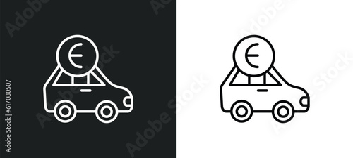 car with euro line icon in white and black colors. car with euro flat vector icon from car with euro collection for web, mobile apps and ui.