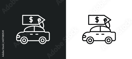 car for sale line icon in white and black colors. car for sale flat vector icon from car for sale collection web, mobile apps and ui.
