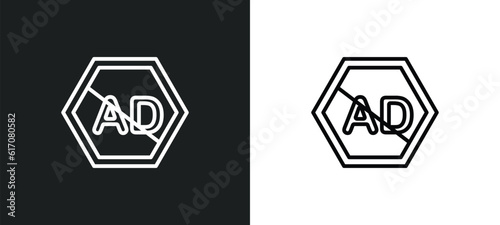 ad blocker line icon in white and black colors. ad blocker flat vector icon from ad blocker collection for web, mobile apps and ui. photo