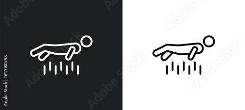 levitation line icon in white and black colors. levitation flat vector icon from levitation collection for web, mobile apps and ui. photo