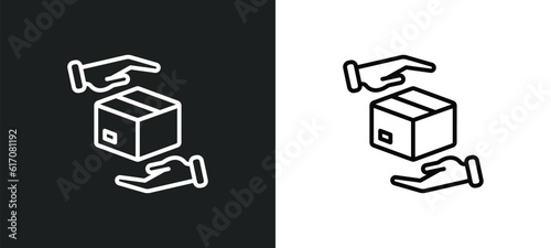 moving insurance line icon in white and black colors. moving insurance flat vector icon from moving insurance collection for web, mobile apps and ui.