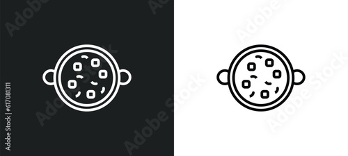 tikka masala line icon in white and black colors. tikka masala flat vector icon from tikka masala collection for web, mobile apps and ui.