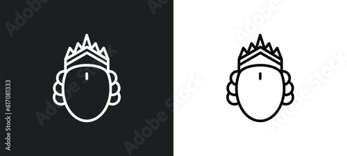 ardhanareeswara line icon in white and black colors. ardhanareeswara flat vector icon from ardhanareeswara collection for web, mobile apps and ui.