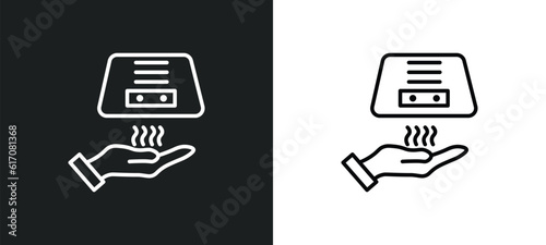 drying hands line icon in white and black colors. drying hands flat vector icon from drying hands collection for web, mobile apps and ui.