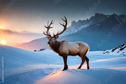 roosevelt elk in the snow
