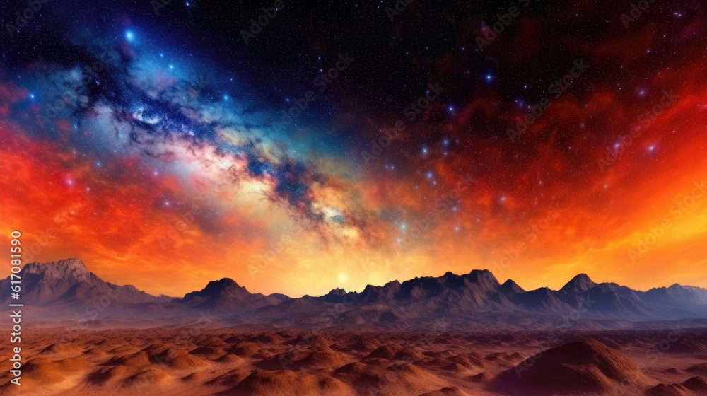 sunset in the mountains created with Generative AI Technology sunset in the mountains created with Generative AI Technology