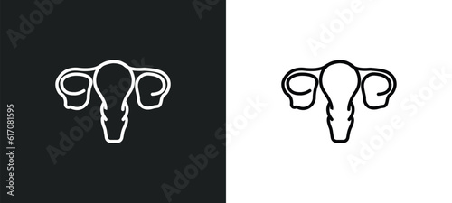 human uterus line icon in white and black colors. human uterus flat vector icon from human uterus collection for web, mobile apps and ui.