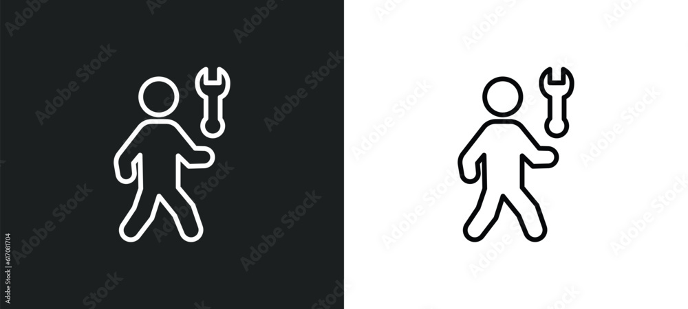 hine repair line icon in white and black colors. hine repair flat vector icon from hine repair collection for web, mobile apps and ui. hine repair line icon in white and black colors. hine repair flat vector icon from hine repair collection for web, mobile apps and ui.