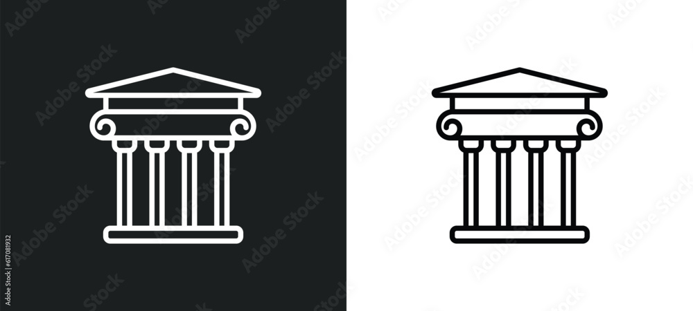 museum line icon in white and black colors. museum flat vector icon from museum collection for web, mobile apps and ui.