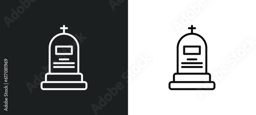 tomb line icon in white and black colors. tomb flat vector icon from tomb collection for web, mobile apps and ui.
