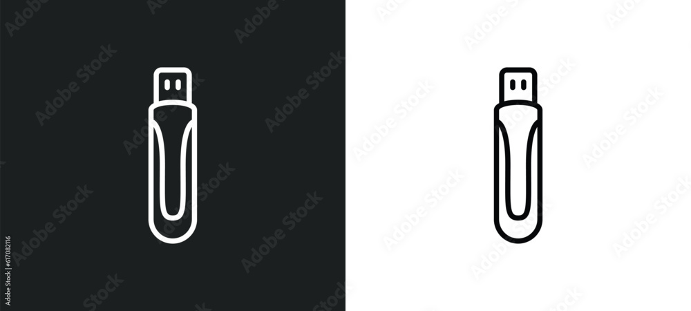 usb flash line icon in white and black colors. usb flash flat vector icon from usb flash collection for web, mobile apps and ui. usb flash line icon in white and black colors. usb flash flat vector icon from usb flash collection for web, mobile apps and ui.