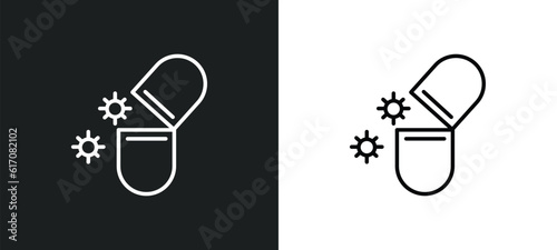 antibiotics line icon in white and black colors. antibiotics flat vector icon from antibiotics collection for web, mobile apps and ui.