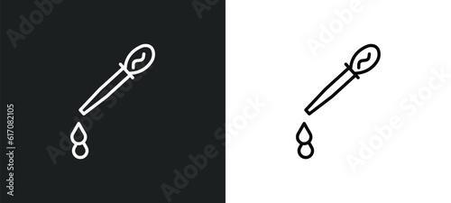 pipette line icon in white and black colors. pipette flat vector icon from pipette collection for web, mobile apps and ui.
