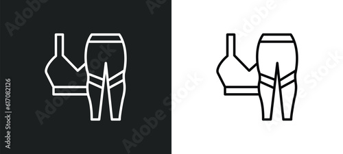 women fitness clo line icon in white and black colors. women fitness clo flat vector icon from women fitness clo collection for web, mobile apps and ui.