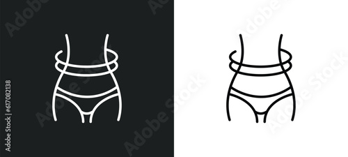 waist line icon in white and black colors. waist flat vector icon from waist collection for web, mobile apps and ui.