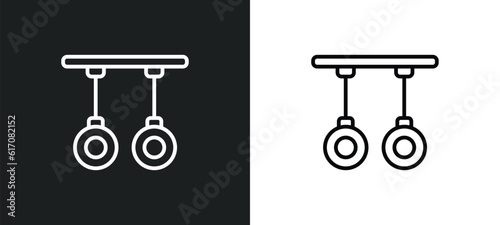 gymnastic rings line icon in white and black colors. gymnastic rings flat vector icon from gymnastic rings collection for web, mobile apps and ui.