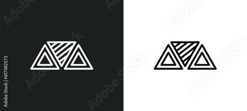 triple triangle line icon in white and black colors. triple triangle flat vector icon from triple triangle collection for web, mobile apps and ui.