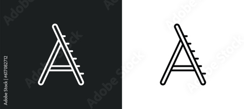 stepladder line icon in white and black colors. stepladder flat vector icon from stepladder collection for web, mobile apps and ui.