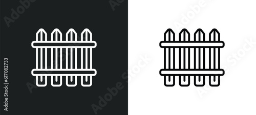 wooden fence line icon in white and black colors. wooden fence flat vector icon from wooden fence collection for web, mobile apps and ui.