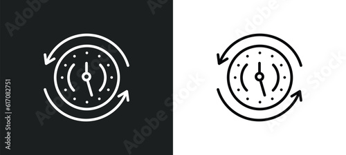 clockwise line icon in white and black colors. clockwise flat vector icon from clockwise collection for web, mobile apps and ui. photo