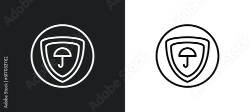 insurance with a button line icon in white and black colors. insurance with a button flat vector icon from insurance with a button collection for web, mobile apps and ui.