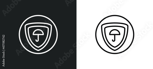 insurance with a button line icon in white and black colors. insurance with a button flat vector icon from insurance with a button collection for web, mobile apps and ui.
