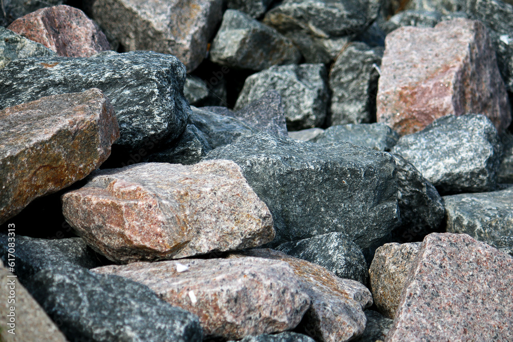 close up of a heap of different cobblestones