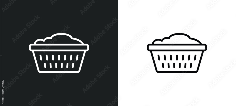 laundry hamper line icon in white and black colors. laundry hamper flat vector icon from laundry hamper collection for web, mobile apps and ui. laundry hamper line icon in white and black colors. laundry hamper flat vector icon from laundry hamper collection for web, mobile apps and ui.