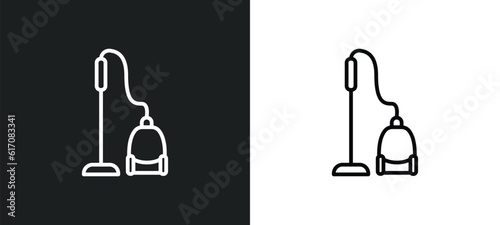 carpet sweeper line icon in white and black colors. carpet sweeper flat vector icon from carpet sweeper collection for web, mobile apps and ui.