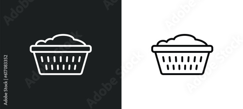 laundry hamper line icon in white and black colors. laundry hamper flat vector icon from laundry hamper collection for web, mobile apps and ui.