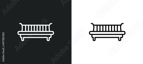 daybed line icon in white and black colors. daybed flat vector icon from daybed collection for web, mobile apps and ui.