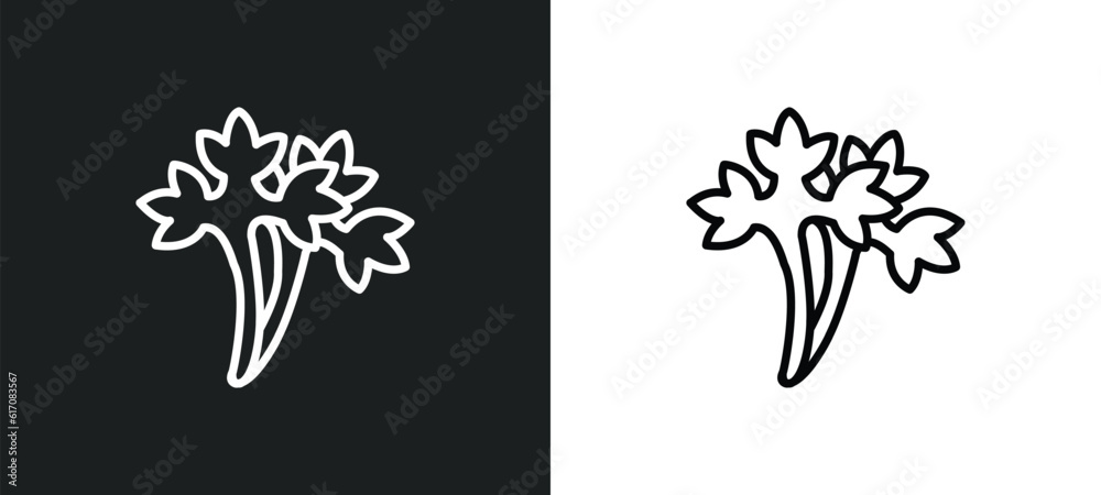 parsley line icon in white and black colors. parsley flat vector icon from parsley collection for web, mobile apps and ui.