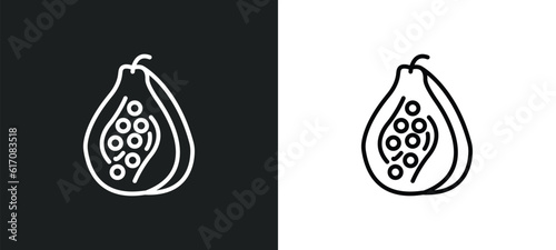 papaya line icon in white and black colors. papaya flat vector icon from papaya collection for web, mobile apps and ui.