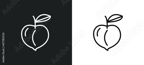 Fototapeta Naklejka Na Ścianę i Meble -  peach line icon in white and black colors. peach flat vector icon from peach collection for web, mobile apps and ui.