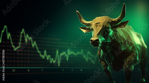 Bull bullish divergence in Stock market and Cryptocurrency with green graph background. ai generative © Oleksandr