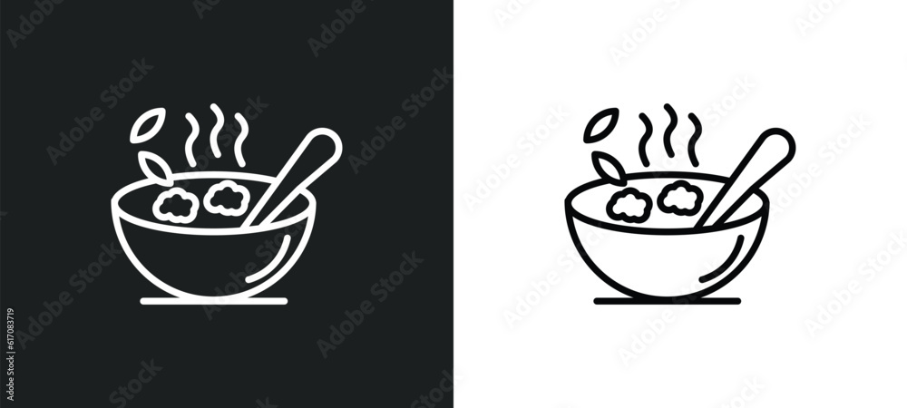 bowl of food line icon in white and black colors. bowl of food flat vector icon from bowl of food collection for web, mobile apps and ui. bowl of food line icon in white and black colors. bowl of food flat vector icon from bowl of food collection for web, mobile apps and ui.