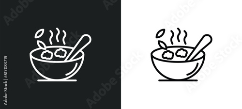 bowl of food line icon in white and black colors. bowl of food flat vector icon from bowl of food collection for web, mobile apps and ui.