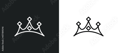 diadem line icon in white and black colors. diadem flat vector icon from diadem collection for web, mobile apps and ui.