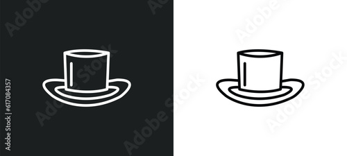 cylinder hat line icon in white and black colors. cylinder hat flat vector icon from cylinder hat collection for web, mobile apps and ui.