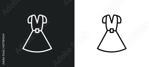 dress with belt line icon in white and black colors. dress with belt flat vector icon from dress with belt collection for web, mobile apps and ui.