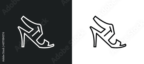 high heel sandals line icon in white and black colors. high heel sandals flat vector icon from high heel sandals collection for web, mobile apps and ui.