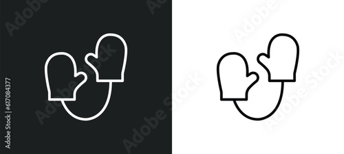 pair of mittens line icon in white and black colors. pair of mittens flat vector icon from pair of mittens collection for web, mobile apps and ui.