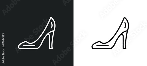 high heel shoes line icon in white and black colors. high heel shoes flat vector icon from high heel shoes collection for web, mobile apps and ui.