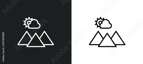 scenic line icon in white and black colors. scenic flat vector icon from scenic collection for web, mobile apps and ui.